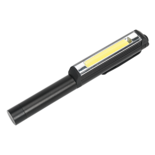 Sealey Aluminium Pen Light Lamp 3W COB LED 280lm 162mm Long Hands Free LED125