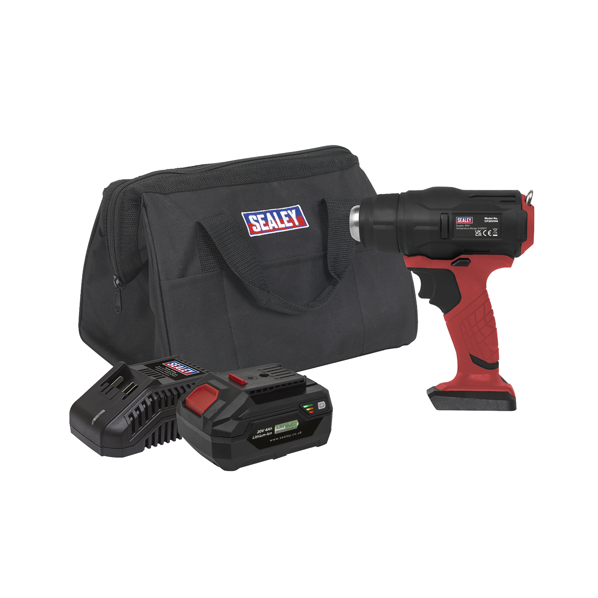 Sealey 20V SV20 Series Cordless Hot Air Gun Kit Lightweight LED Light CP20VHGKIT
