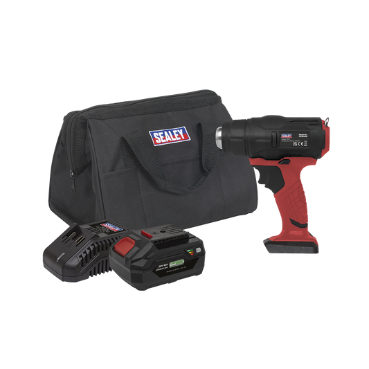 Sealey 20V SV20 Series Cordless Hot Air Gun Kit Lightweight LED Light CP20VHGKIT