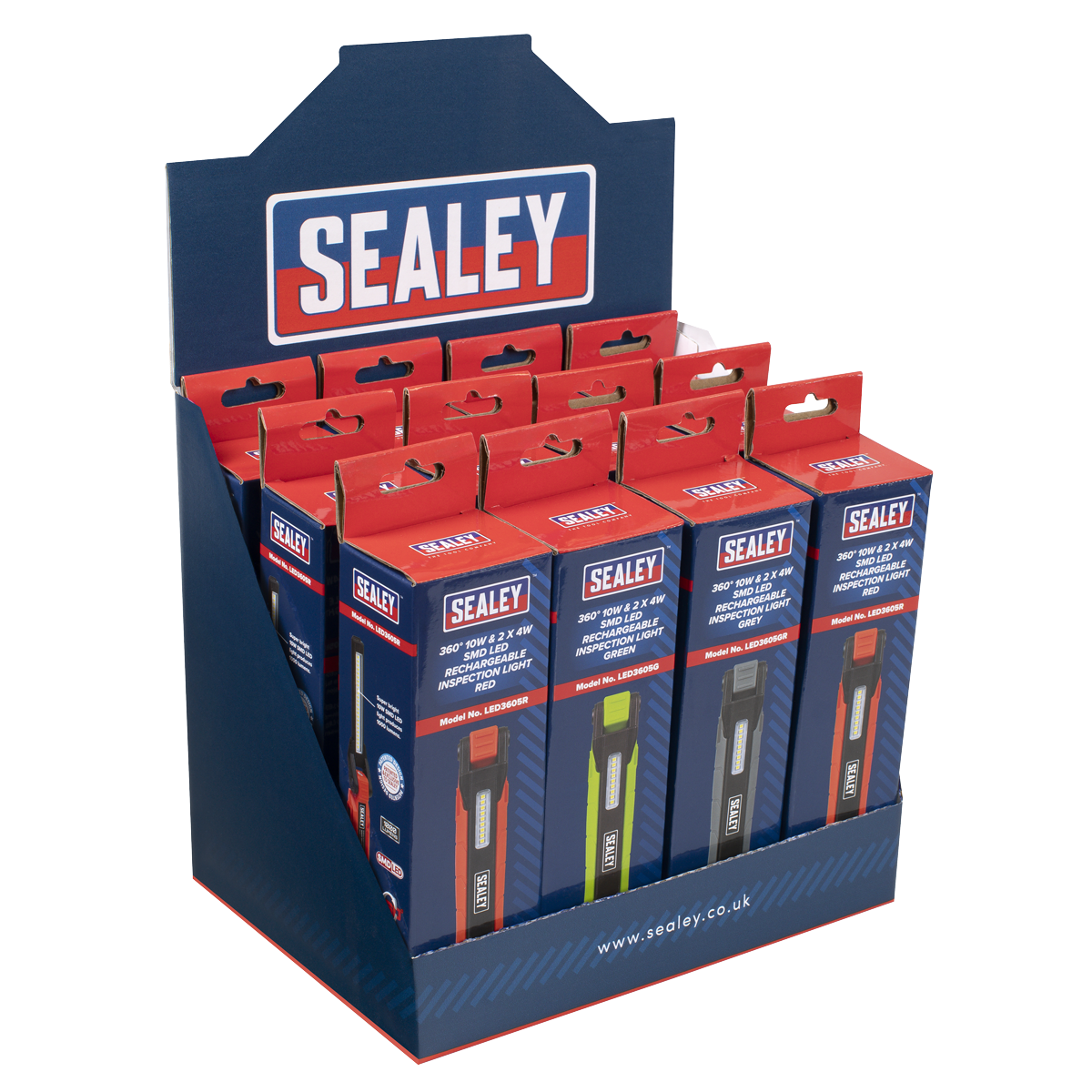 Sealey Rechargeable 360° Inspection Light 10W Display 12 Pieces LED3605DB