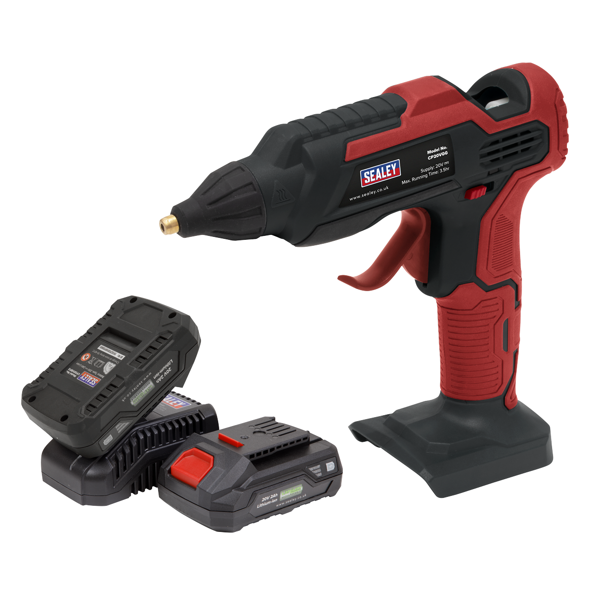 Sealey 20V SV20 Series Cordless Glue Gun Kit - 2x 2Ah Batteries CP20VGGKIT
