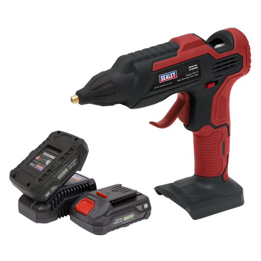 Sealey 20V SV20 Series Cordless Glue Gun Kit - 2x 2Ah Batteries CP20VGGKIT