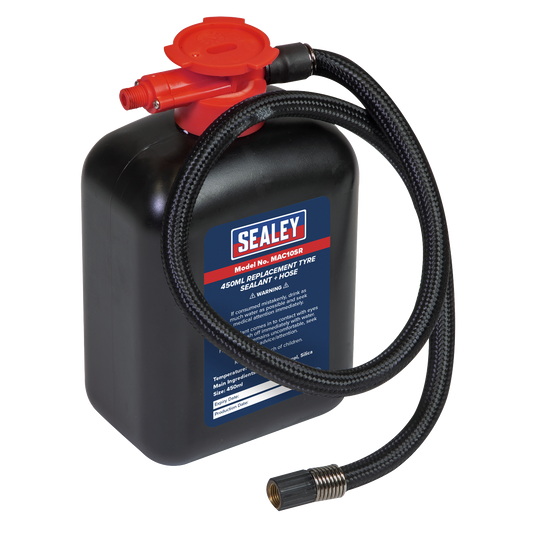 Sealey Emergency Tyre Sealant Replacement Natural Rubber 450mL + Hose MAC10SR