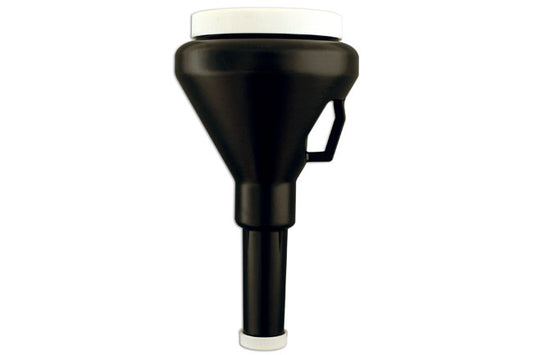 LASER 5428 100mm Funnel Black With Non-Spill Rim Cap and Lid For Oil Transfer