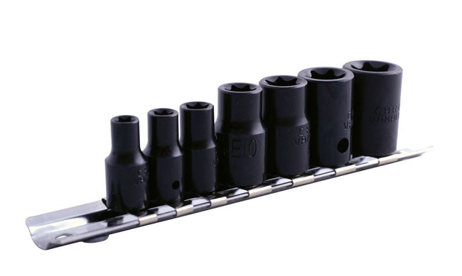 LASER 0897 Star Power Socket Set 7 Pieces 1/4" 3/8" Drive Chrome Vanadium Steel