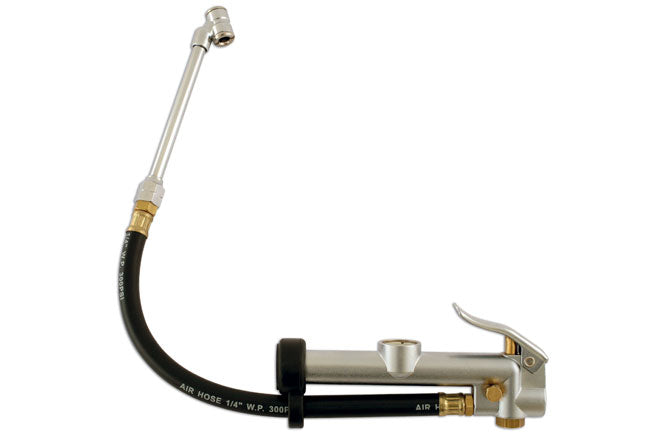 LASER TOOLS 5443 Garage Tyre Inflator Gauge 10-120psi 300mm Hose Twin Head