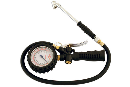 LASER 5448 Dial Type Inflator Gauge 3" Rubber Housing Twin Hold-On 170 psi