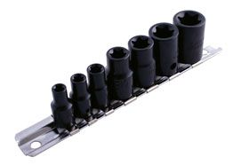 LASER 0897 Star Power Socket Set 7 Pieces 1/4" 3/8" Drive Chrome Vanadium Steel