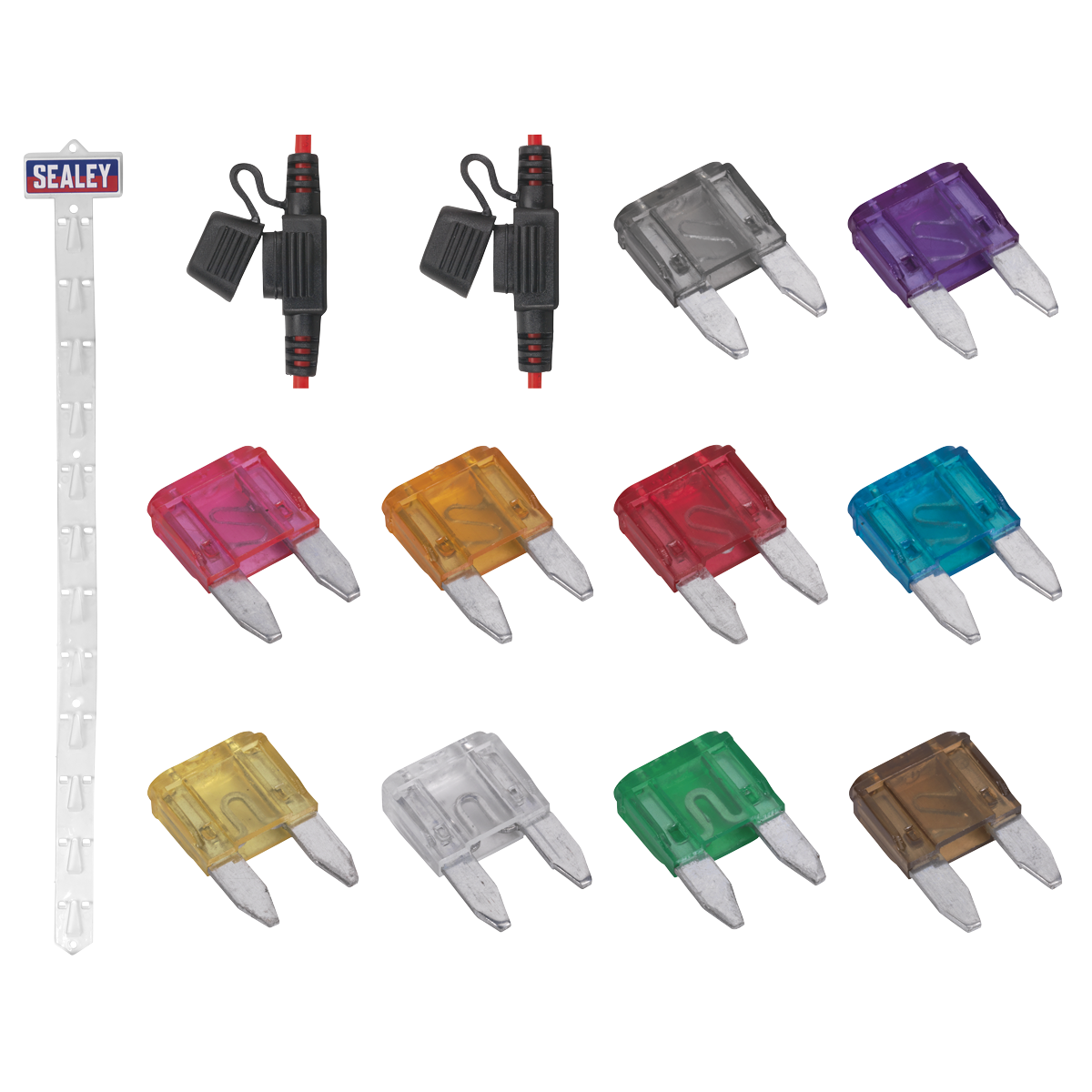Sealey Clip Strip Deal Automotive Electrical Mini Blade Fuses & Holders MBFSET