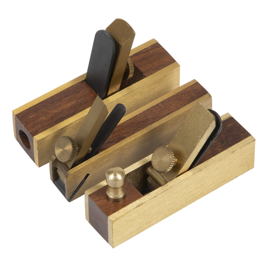 Sealey Mini Brass Plane Set Bull Nose Block Scraper Detailed Trimming 3pc MBP03