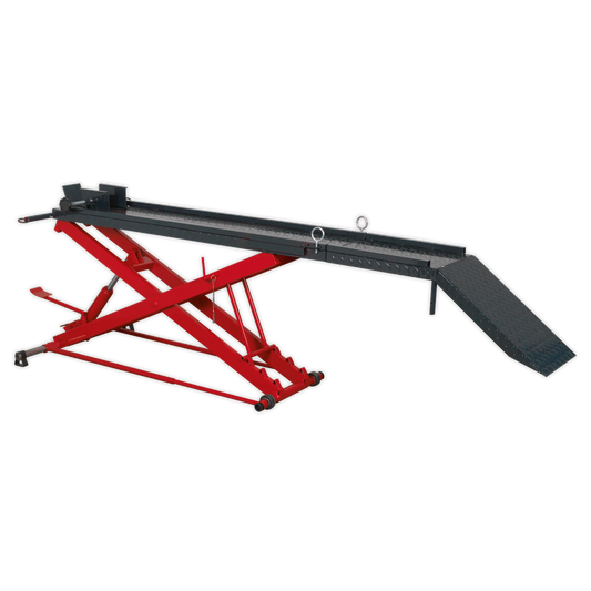 Sealey 450kg Hydraulic Motorcycle Lift With Platform Safety Lock Red/Black MC550