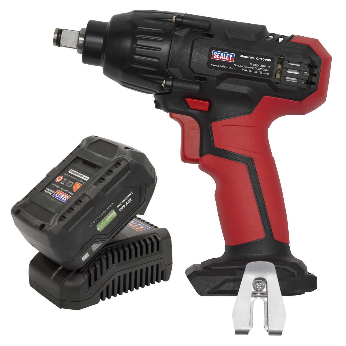 Sealey SV20 Series Impact Wrench Kit 1/2" Square Drive 230Nm 20V 4Ah CP20VIWKIT1