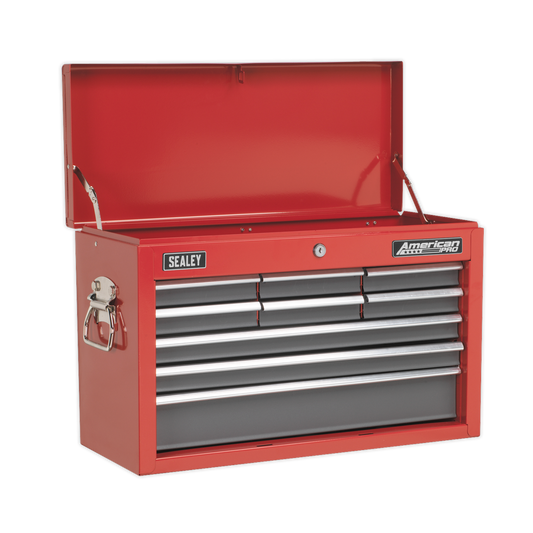 Sealey Steel Top Chest Tool Box 9-Drawer Ball Bearing Runners Red/Grey AP22509BB