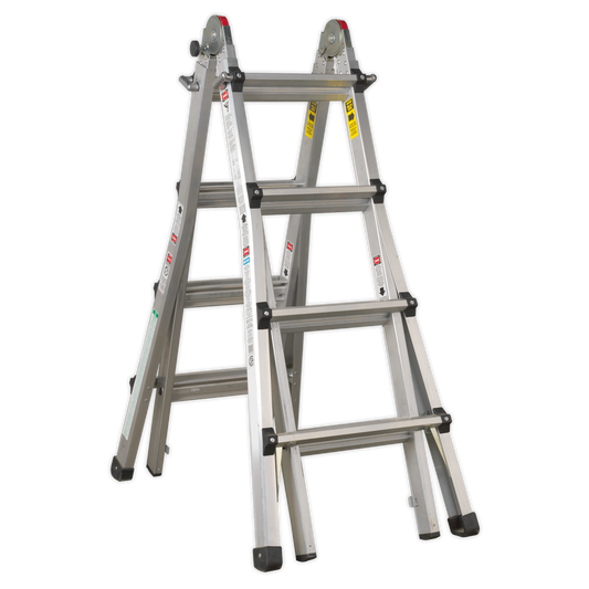 Sealey Aluminium Telescopic Ladder 4-Way EN 131 Adjustable Height AFPL3