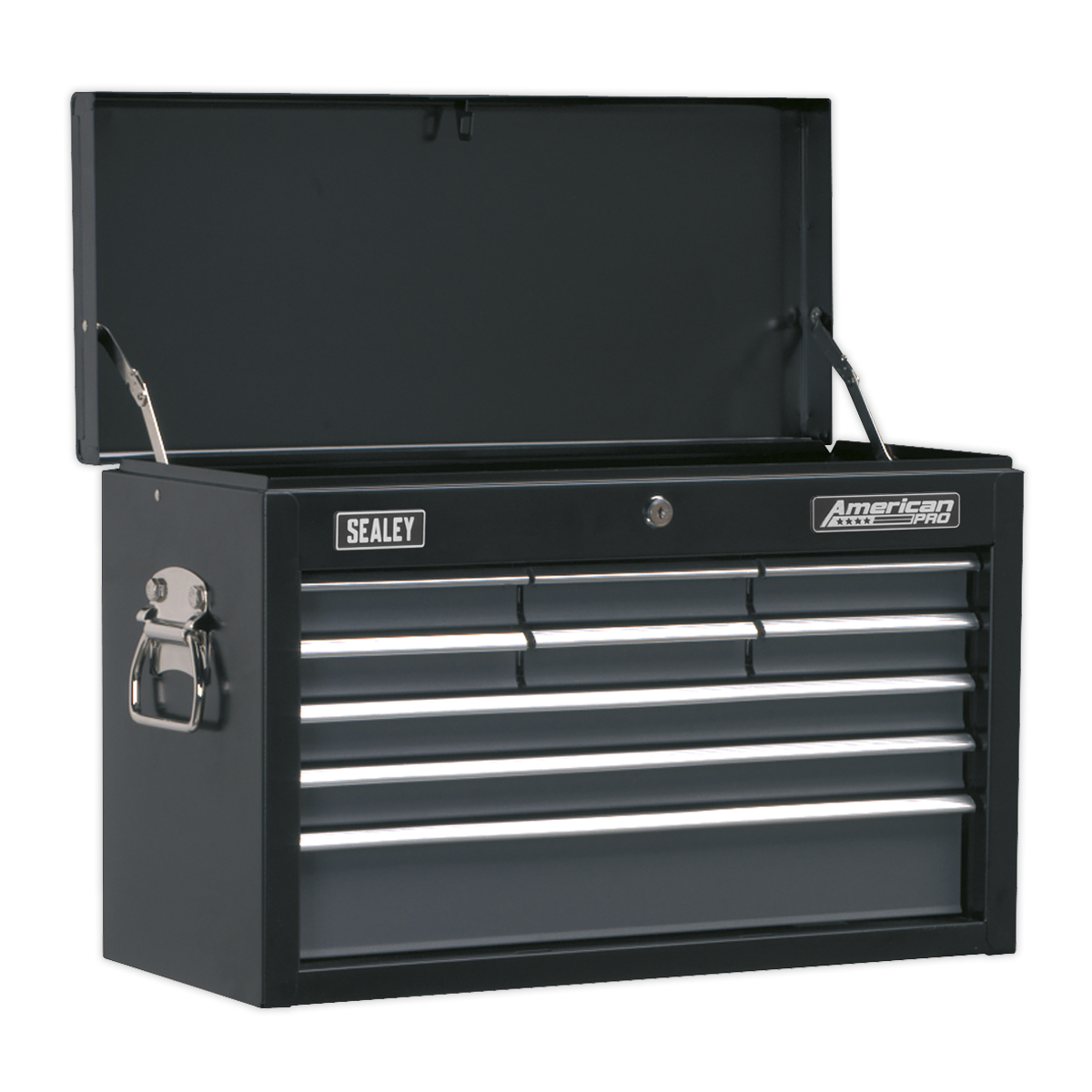 Sealey Steel Top Chest Tool Box 9-Drawer Ball Bearing Runners Black/Grey AP2509B
