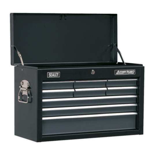 Sealey Steel Top Chest Tool Box 9-Drawer Ball Bearing Runners Black/Grey AP2509B