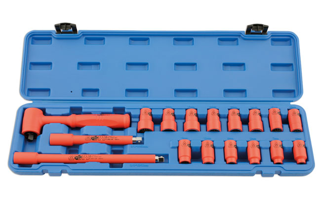 LASER 5483 Insulated Socket Set 3/8" Drive 17Pc VDE GS Approved For Hybrid EV