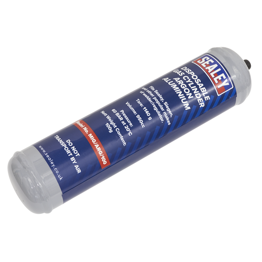 Sealey MIG Welding Gas Cylinder 60L Disposable Argon 1hr Portable MIG/ARG/100