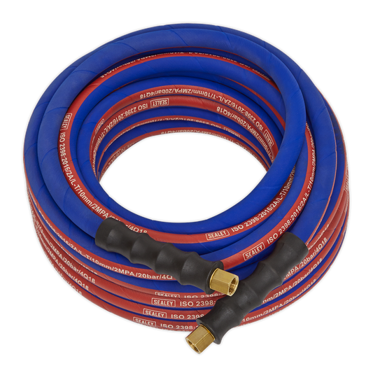 Sealey 10m x Ø8mm Extra Heavy Duty Air Hose With 1/4" BSP Unions EN 2398 AH10R