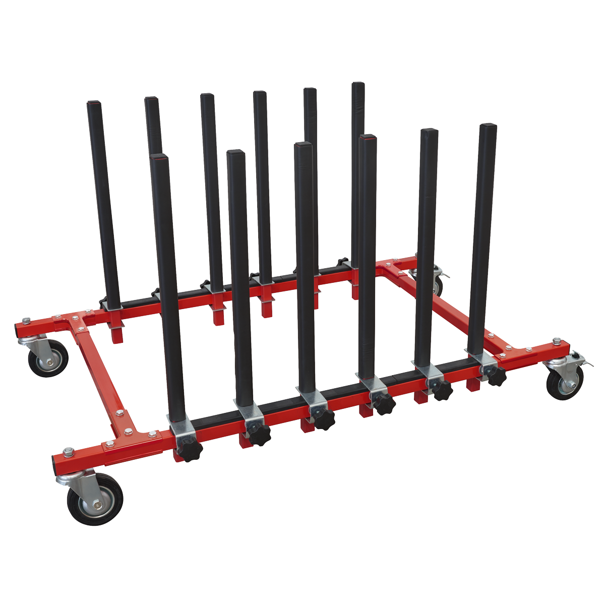 Sealey Mobile Panel Storage Rack Holds 5 Panels Capacity 150kg Red/Black MK76