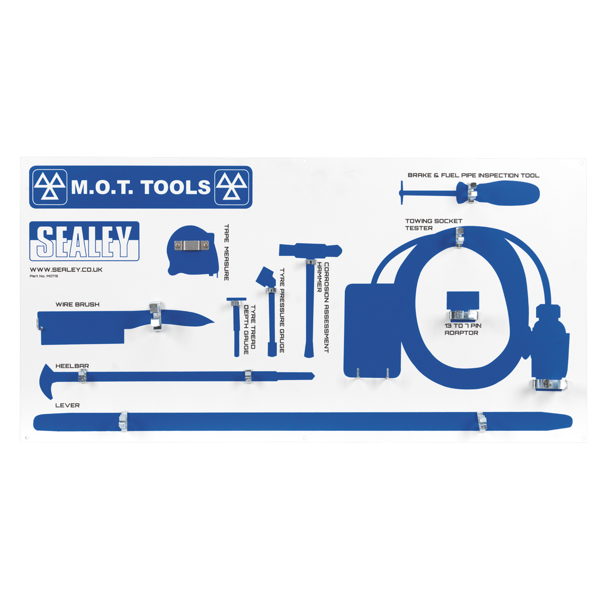 Sealey MOT Tool Board - Wall Mounting and Supplied With Fitting Kit MOTB