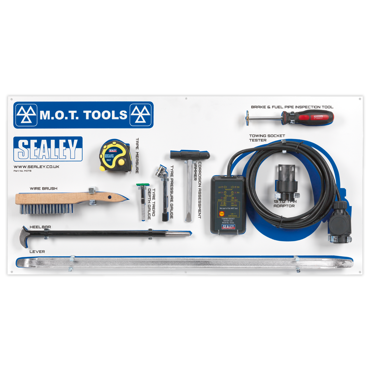 Sealey MOT Tool Board With Tools Wall Mountable With Fitting Kit MOTBKIT