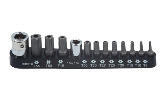 LASER 5514 13Pcs Screwdriver Tamperproof Star Bit Set S2 Steel Chrome Vanadium