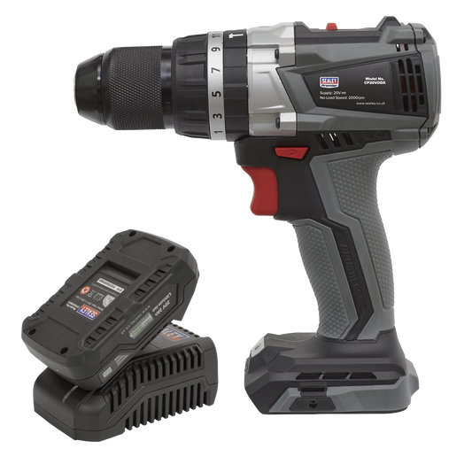 Sealey Brushless Hammer Drill Driver Kit 13mm 20V 2Ah Lightweight CP20VDDXKIT1