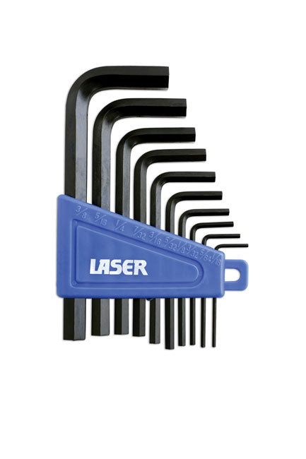 LASER 0951 Imperial Hex Key Set Chrome Vanadium Steel SAE Kit 10 Pieces