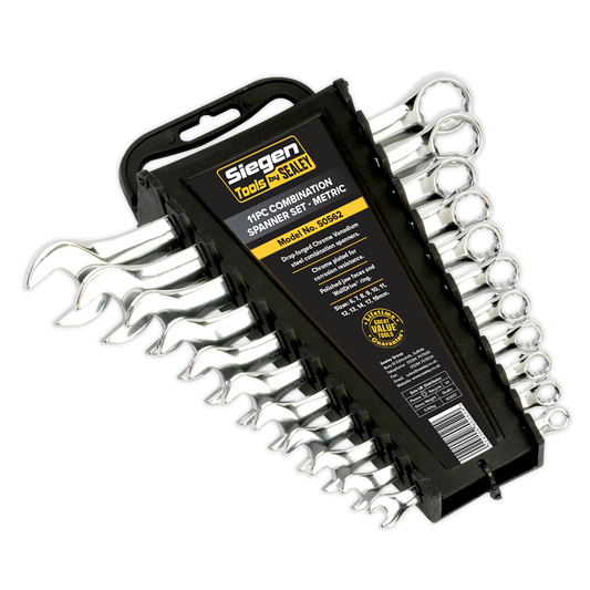 Sealey Combination Spanner Set 11 Pieces Metric 6-14mm 17-19mm Open End S0562