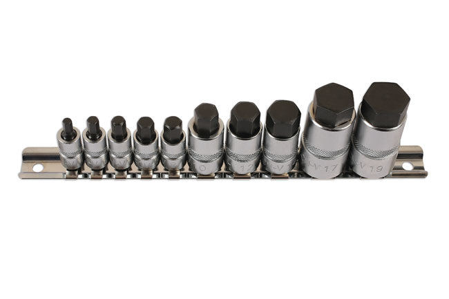 LASER 5522 10Pcs Screwdriver Stubby Hex Bit Set 1/4" 3/8" 1/2" Drive CRV Steel