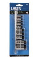 LASER 5522 10Pcs Screwdriver Stubby Hex Bit Set 1/4" 3/8" 1/2" Drive CRV Steel