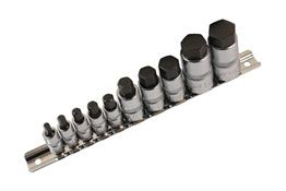 LASER 5522 10Pcs Screwdriver Stubby Hex Bit Set 1/4" 3/8" 1/2" Drive CRV Steel