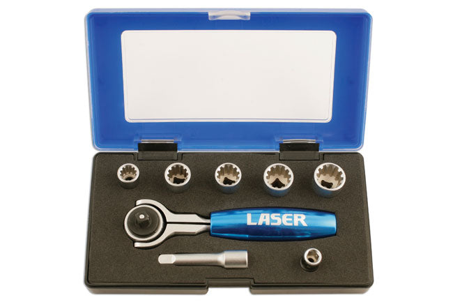 LASER 5530 8-Piece 1/4" Inch Drive AllDrive Socket Set With Swivel Head Ratchet