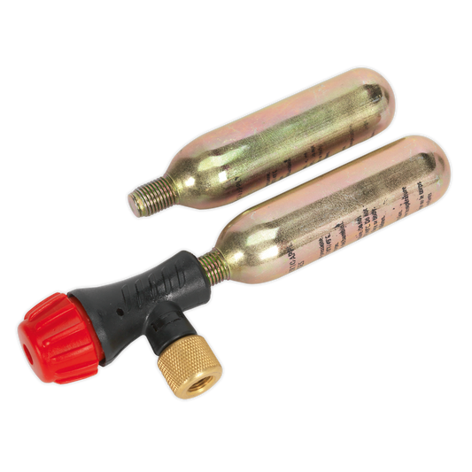 Sealey Motorcycle CO2 Emergency Tyre Inflator Kit With Schrader Adaptor MS087
