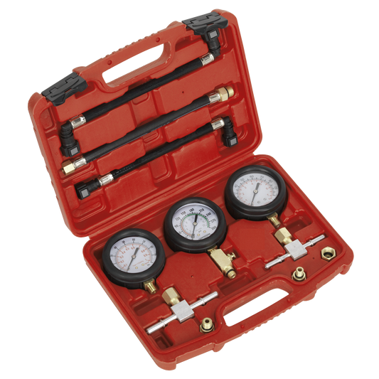 Sealey Motorcycle Compression & Fuel Pressure Gauge Set 0-300psi 3pc MS100