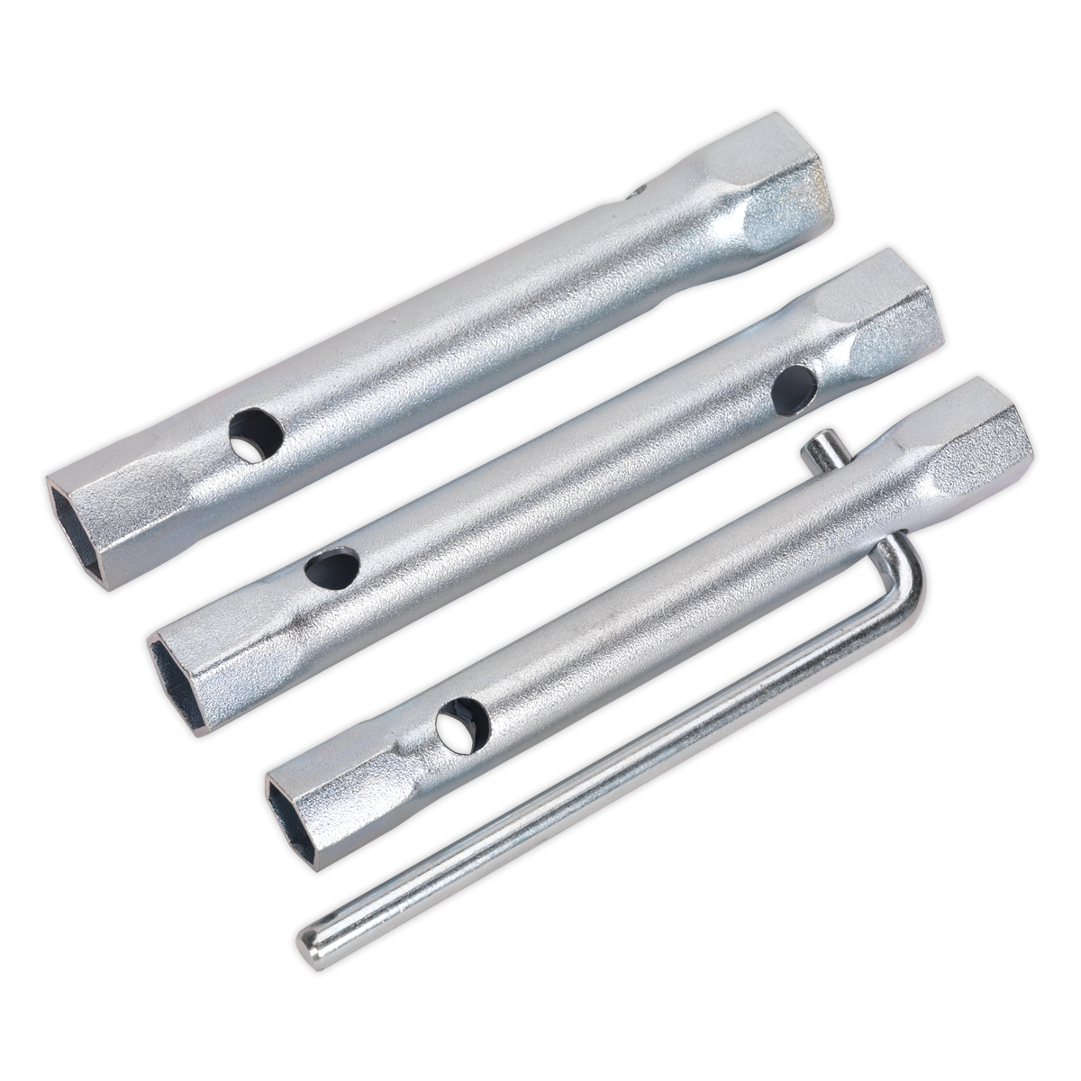 Sealey 3 Pieces Double End Long Reach Spark Plug Box Spanner Set - Silver MS165