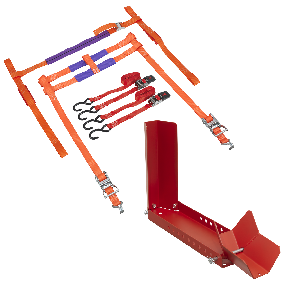 Sealey Motorcycle Transportation Combo Polyester Webbing S-Hooks 800kg MTC01