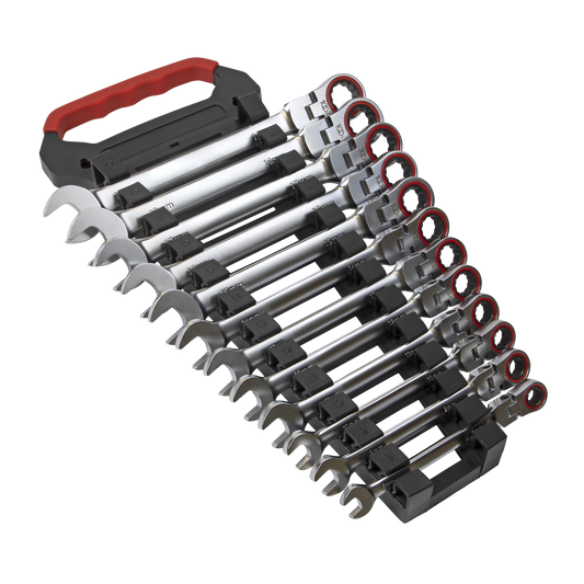 Sealey Flexi-Head Ratchet Combination Spanner Set 12 Pieces Metric AK63942