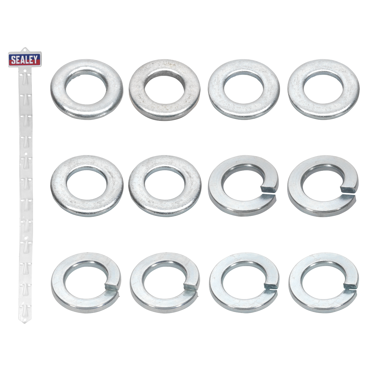 Sealey Clip Strip Deal - Mixed Washers M5 M6 M8 M10 Flat & Spring MWSET