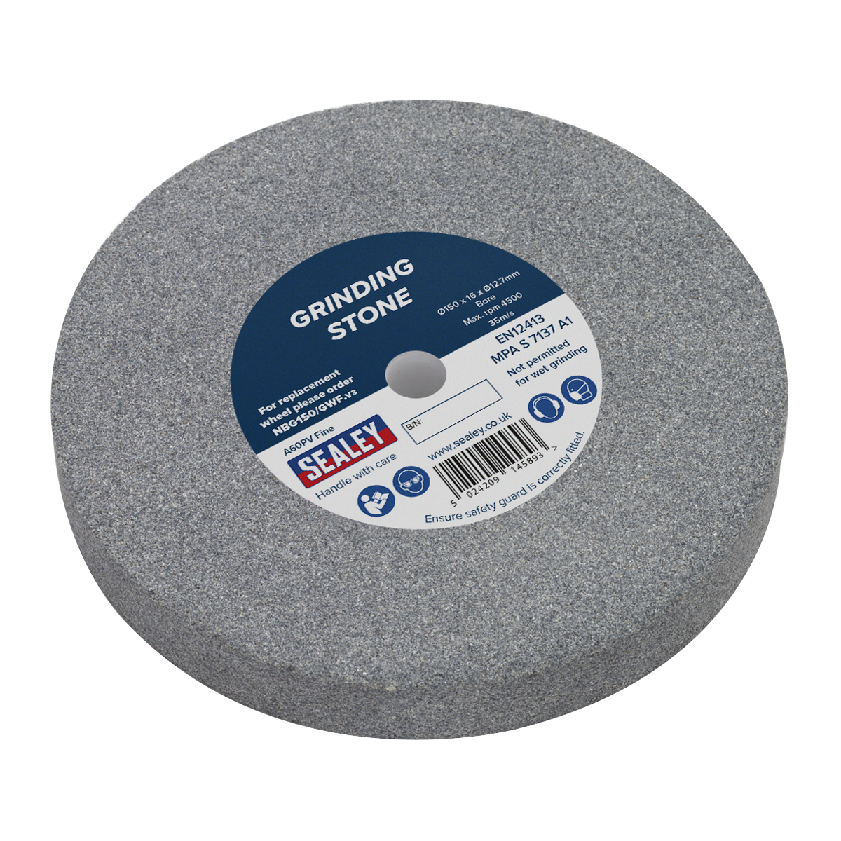 Sealey Ø150mm A60P Fine Grinding Stone For Bench Grinder - Grey NBG150/GWF