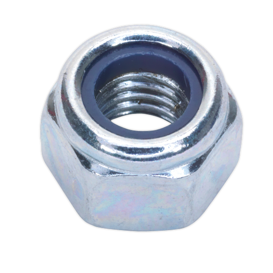 Sealey Nylon Lock Nut M8 Zinc Plated DIN 982 With Bag Pack of 100 Silver NLN8