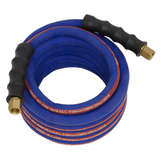 Sealey 5m x Ø8mm Extra Heavy Duty Air Hose With 1/4" BSP Unions Blue AH5R