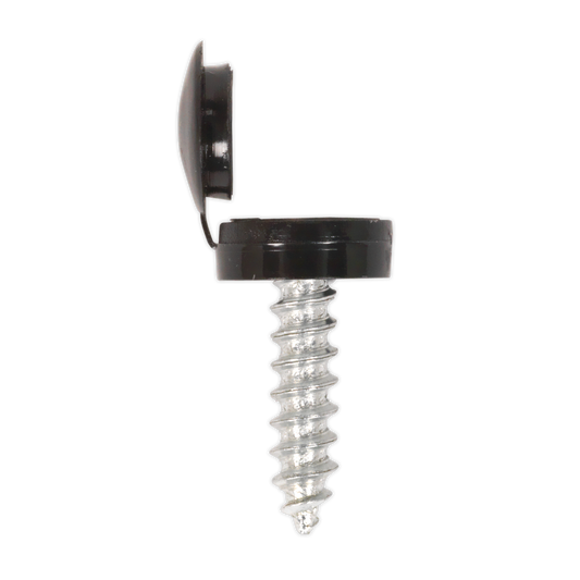 Sealey Number Plate Screw & Flip Cap 4.2 x 19mm Black Pack of 50 NPBK50