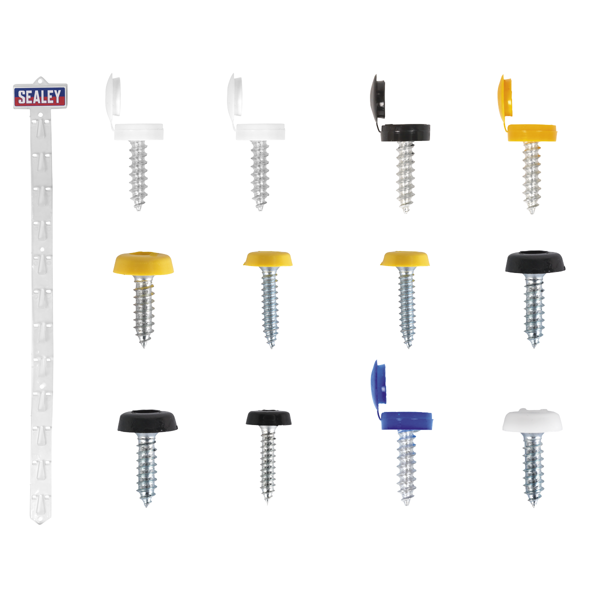 Sealey Clip Strip Deal - Mixed Numberplate Screws With 12 Clips Assorted NPSSET