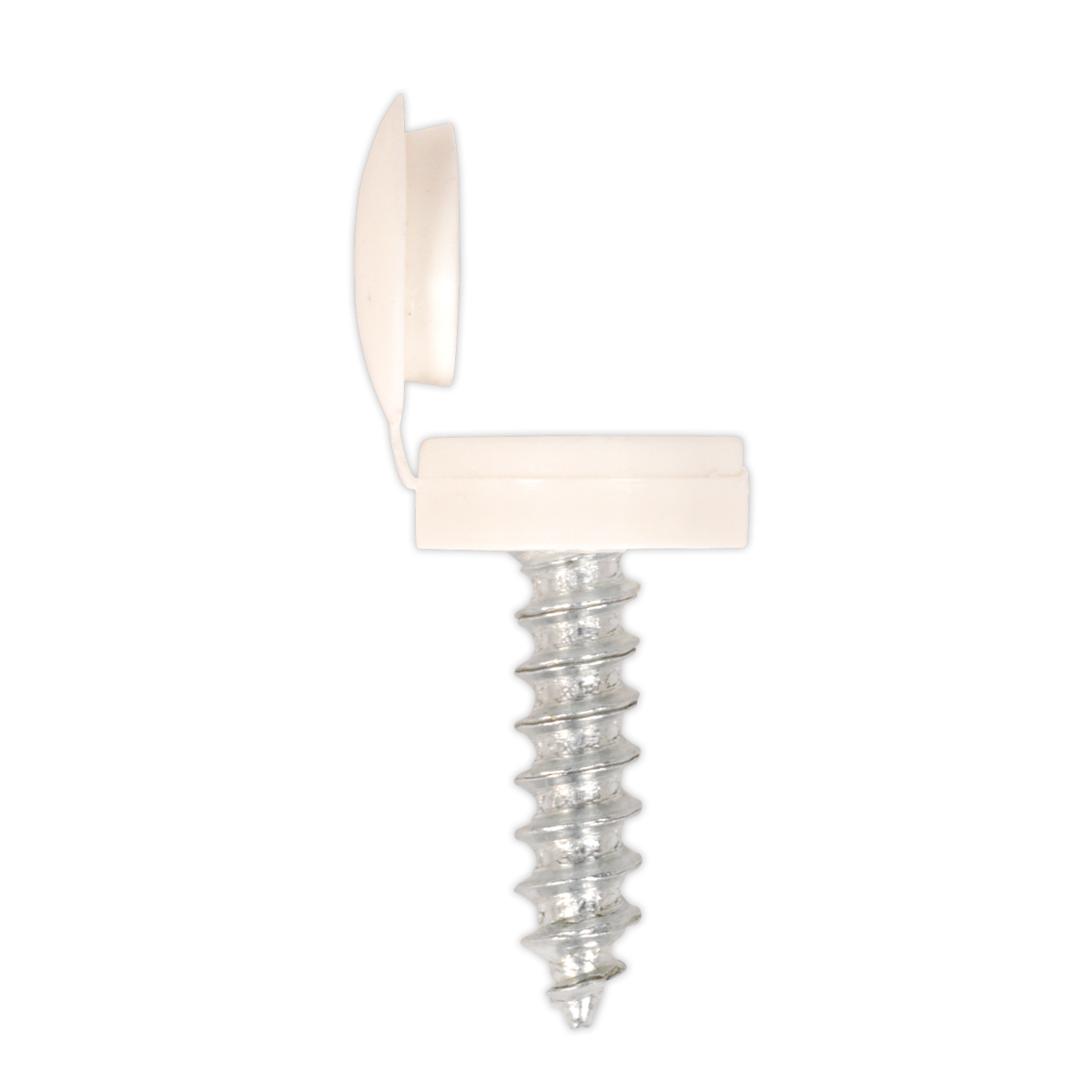 Sealey Number Plate Screw & Flip Cap 4.2 x 19mm White - Pack of 50 NPW50