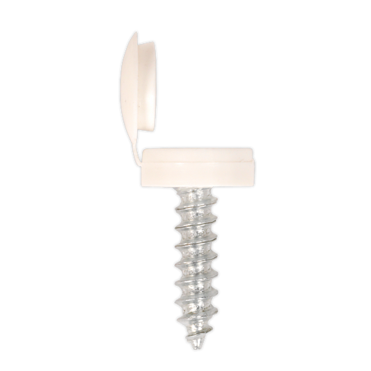 Sealey Number Plate Screw & Flip Cap 4.2 x 19mm White - Pack of 50 NPW50