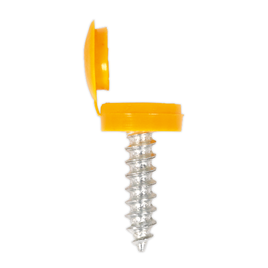 Sealey Number Plate Screw & Flip Cap 4.2 x 19mm Yellow Pack Of 50 NPY50