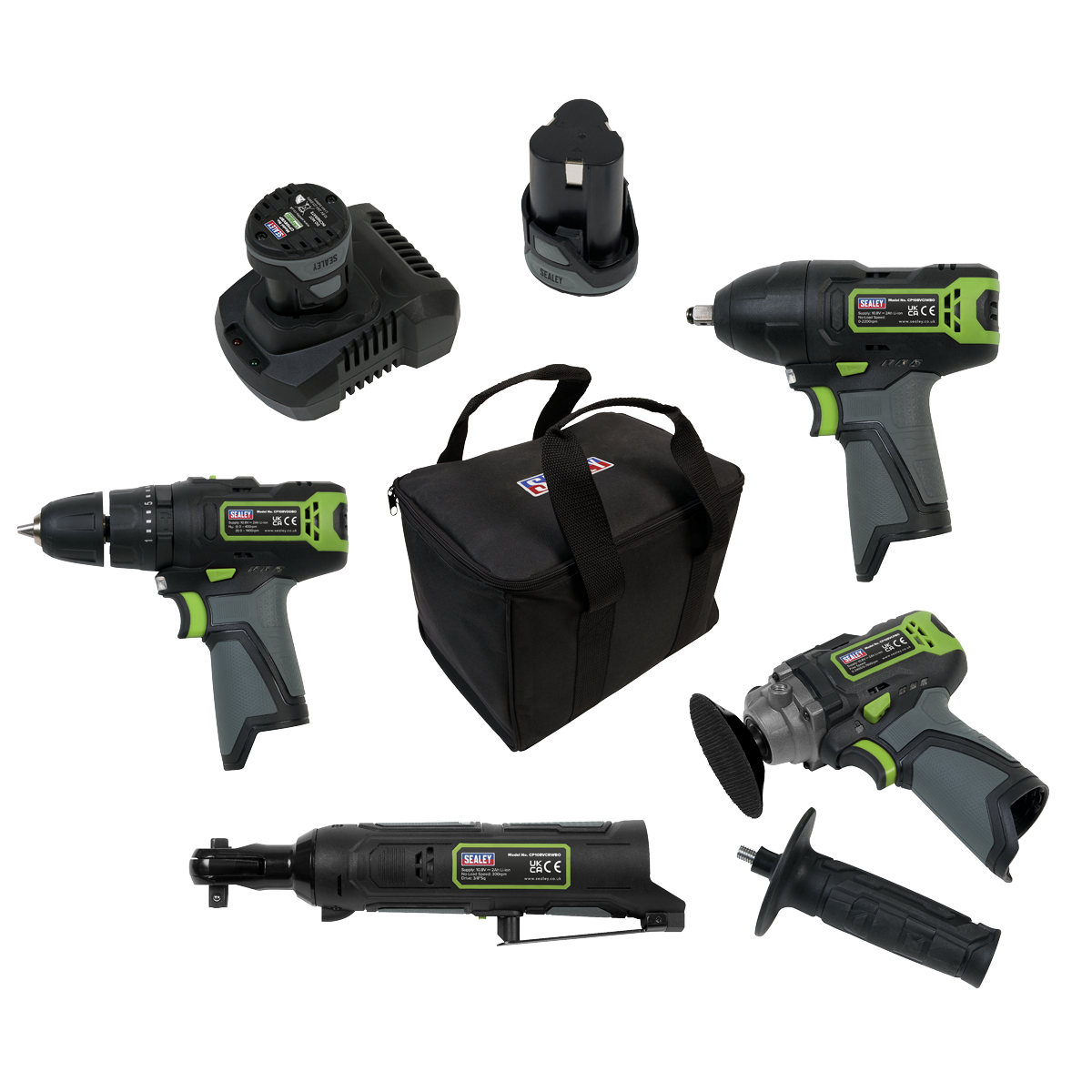 Sealey SV108 Series 4 x 10.8V Cordless Combo Kit - 2x 2Ah Batteries CP108VCOMBO1