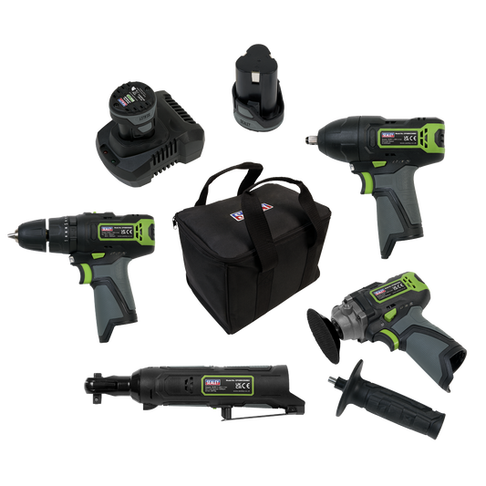 Sealey SV108 Series 4 x 10.8V Cordless Combo Kit - 2x 2Ah Batteries CP108VCOMBO1